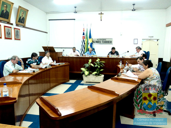 Vereadores durante a sessão ordinária do dia 21